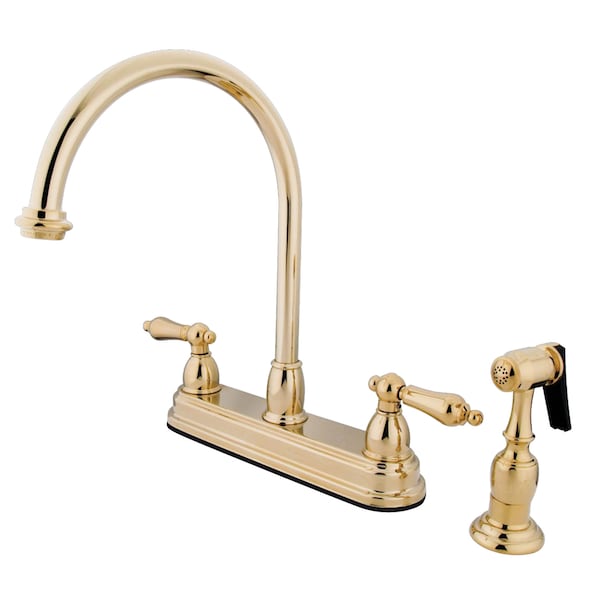 Restoration 8" Centerset Kitchen Faucet, Polished Brass